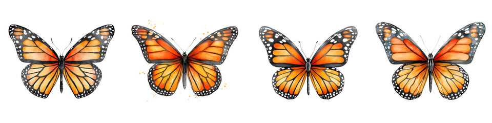 Obraz premium Monarch Butterfly Watercolor Collection on White