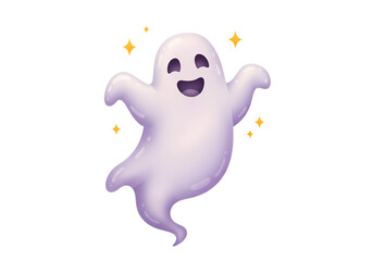 Obraz premium Playful Ghost Illustration A Happy Spectral Figure isolated on transparent background