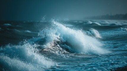 Fototapeta premium Reynisfjara Black Sand Beach in Iceland with Basalt Columns and Crashing Atlantic Waves under a Moody Cloudy Sky 