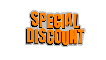 Eye-catching digital graphic featuring bold, stylized orange and grey text proclaiming a 'Special Discount' for sales promotions, limited-time offers, and marketing campaigns