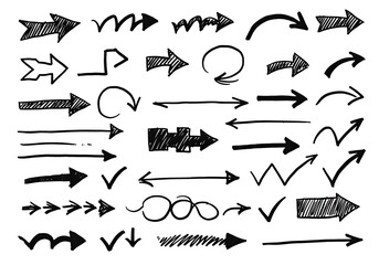 Hand-drawn arrow collection for design projects, highlighting direction, progress, and success with dynamic illustrations for websites, presentations, and marketing materials