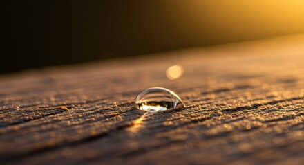 Golden Hour Dewdrop on Weathered Wood A Macro Photography Masterpiece
