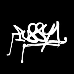 Frase en graffiti blanco sobre fondo negro. graffiti tag style design. Spruch in weißem Graffiti auf schwarzem Hintergrund.