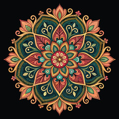 ornamental round ornament,Mandala art,colourful flower