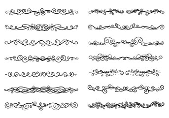 Obraz premium Elegant hand-drawn flourishes and decorative dividers perfect for wedding invitations, vintage designs, and adding a touch of sophistication to any creative project