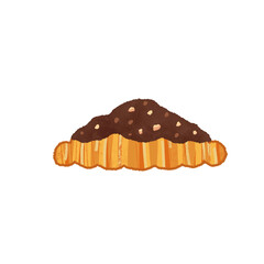 Croissant chocolate with peanut realistic drawing transparent background