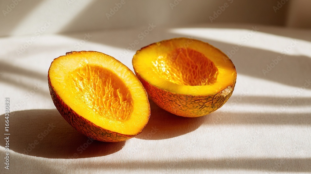 Aufkleber a pair of fruits resting on a white table with a sheet of paper nearby and a window in view