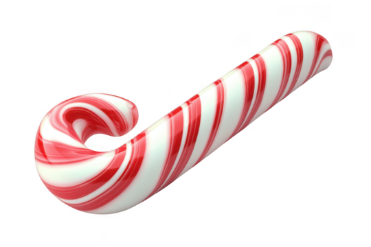 Festive red and white striped candy cane christmas holiday season celebration sweet treat isolated on transparent background