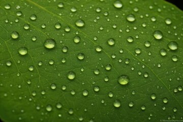 Nahaufnahme von Wassertropfen auf einem gr&uuml;nen Blatt