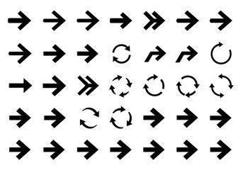 Dynamic collection of modern arrow icons and refresh symbols offering clear direction and circular motion for your design projects