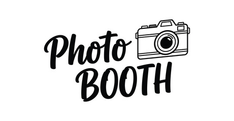 Simple photo booth sign with a camera illustration. Ideal for event and photography related designs.