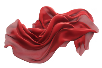 Flowing red silk fabric texture, elegant drape, textile design element, fashionable material, isolated on transparent background