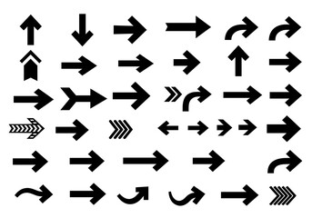 Discover a versatile collection of modern black arrows perfect for guiding, directing, and symbolizing progress across diverse visual projects, instantly enhancing clarity and flow.