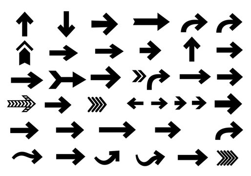 Discover a versatile collection of modern black arrows perfect for guiding, directing, and symbolizing progress across diverse visual projects, instantly enhancing clarity and flow.