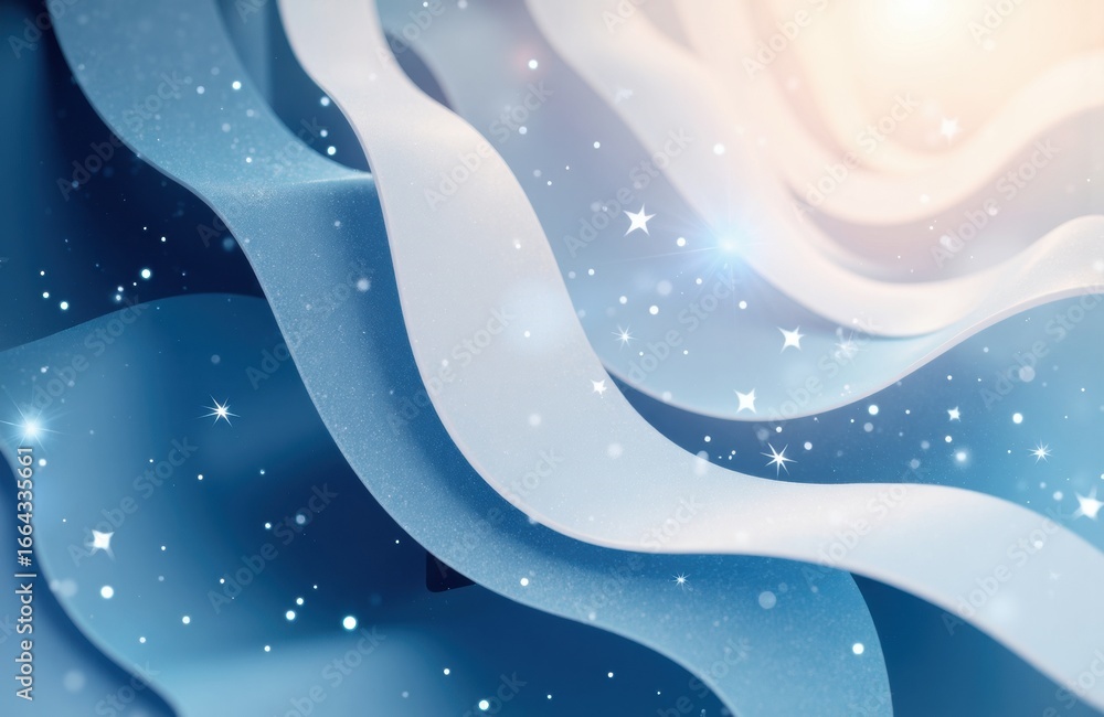 Poster colorful abstract background with flowing shapes and star-like sparkles creating a dreamy atmosphere