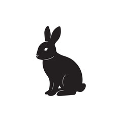 Silhouette icon of a rabbit in pose, isolated on white background. Minimalist black vector design, perfect for logos, symbols, clipart, and animal illustrations