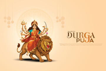 Hindu goddess for happy Durga Puja festival.