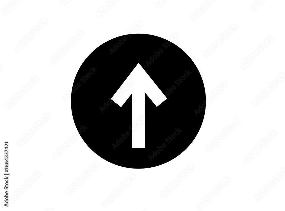 Poster simple up arrow in white circle on transparent background