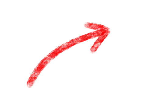 Energetic red arrow pointing upwards on a black transparent background