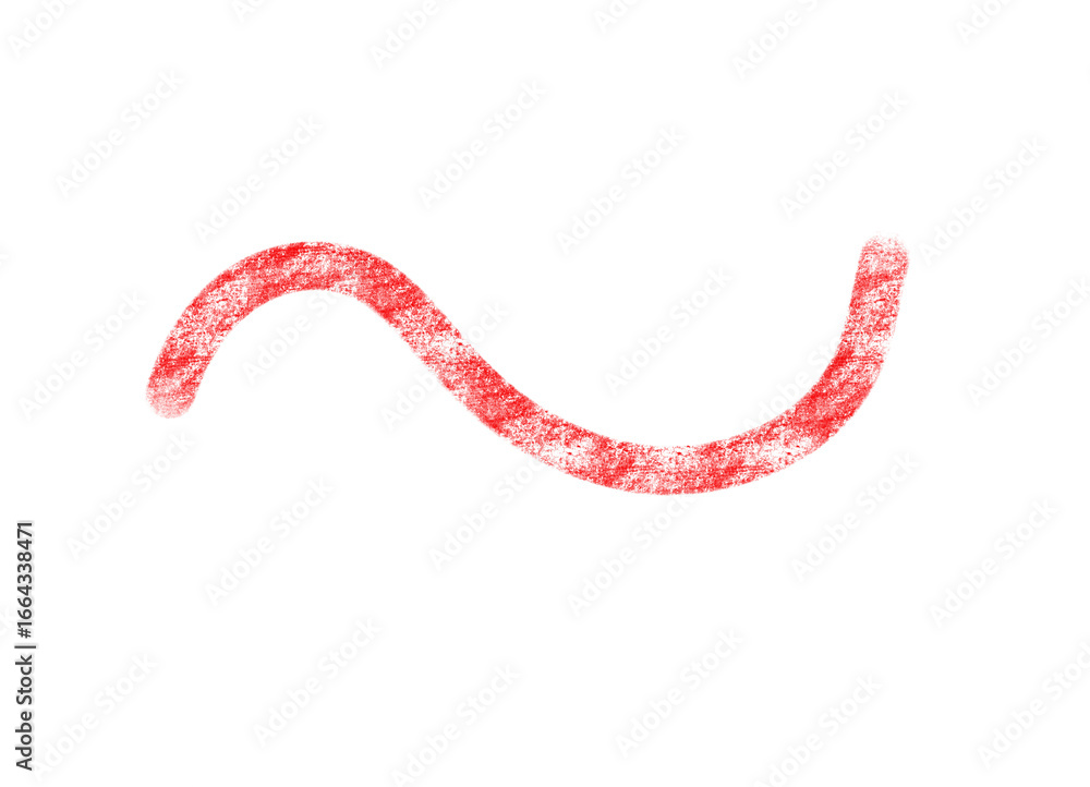 Poster rough red sine wave drawn with chalky texture on transparent background