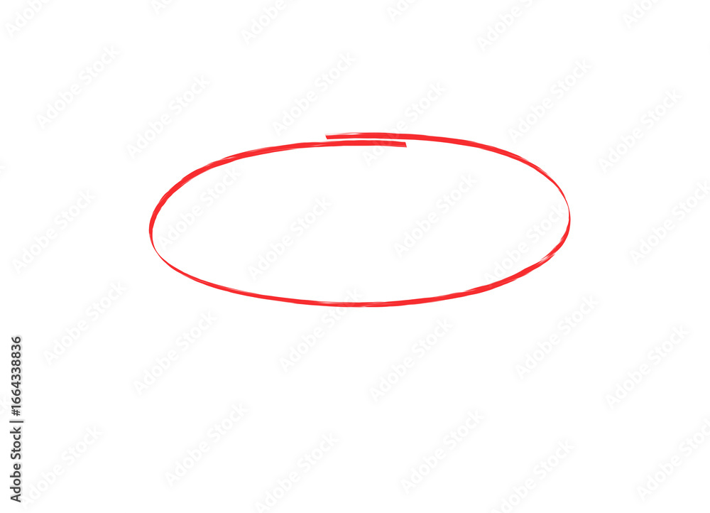Poster hand drawn red ellipse frame element sketch on transparent background