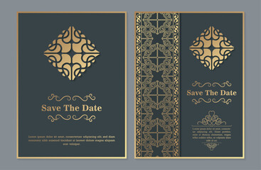 Luxury invitation template with abstract ornament  Wedding invitation card vector 