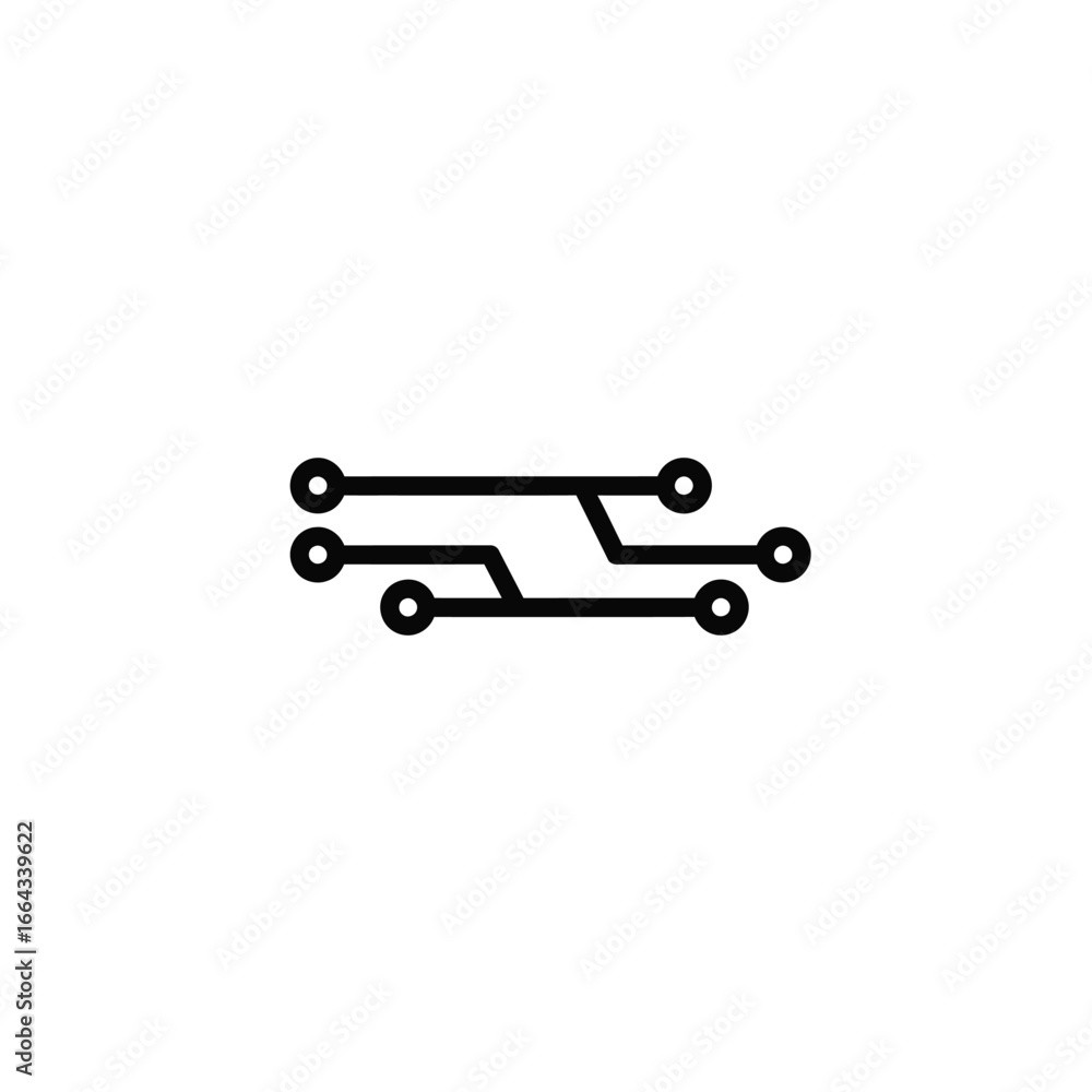 Poster black circuit lines with circular nodes electronic