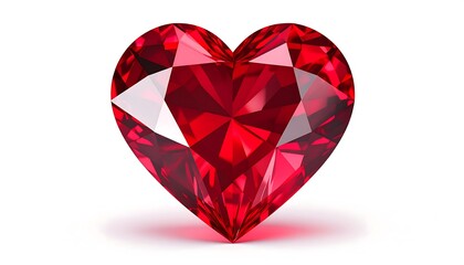 A brilliant, red heart-shaped gemstone