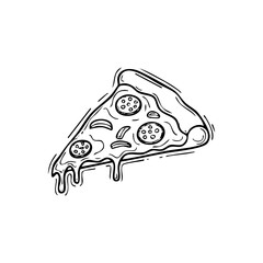 Delicious pepperoni pizza slice illustration for food lovers and pizzeria menu designs and fast food delivery