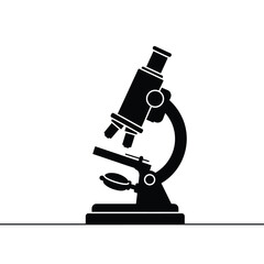 Black microscope on white background science laboratory