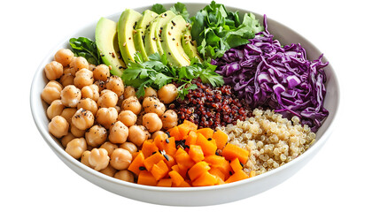 Vibrant healthy buddha bowl with avocado and chickpeas