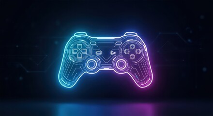 Neon Glowing Game Controller Digital Art
