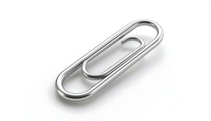 A chrome paperclip, angled, against a plain white background.  The metal is highly reflective
