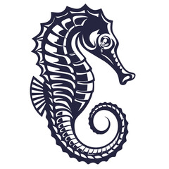 Fototapeta premium Monochrome vector seahorse suitable for marine life themes, underwater exploration, nautical emblem designs and coastal branding projects