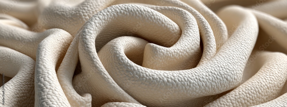 Poster natural leather texture showcases matte finish with intricate folds and soft curves in a close-up vi