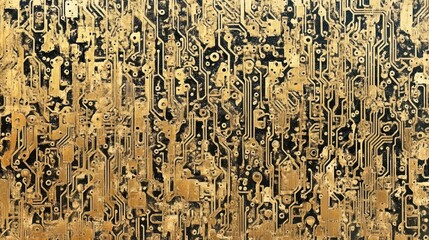 Golden Circuitry Abstract