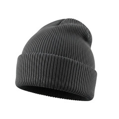 Gray knitted beanie isolated on transparent background