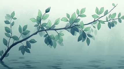 Serene Branch Over Still Water