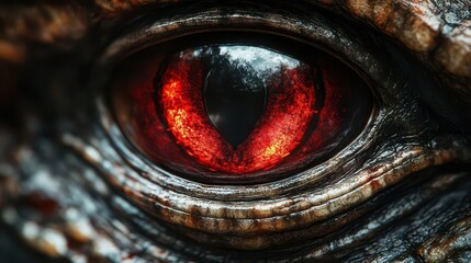 Glowing Red Reptile Eye Closeup