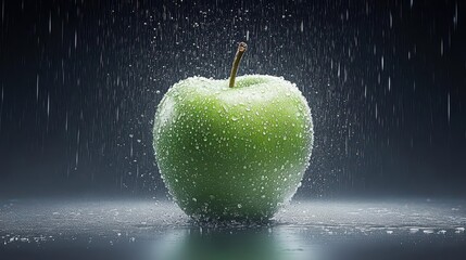 Green Apple in the Rain