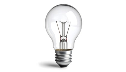 A clear incandescent light bulb, isolated on a white background