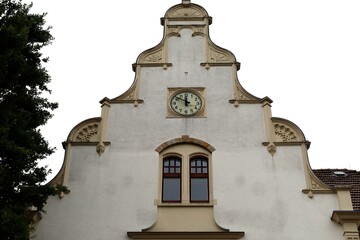 Fragment of the facade of the children's music school. Built in the 9th century. Bünde. Germany.