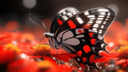 Butterfly on Red Flower