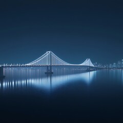 Fototapeta premium Illuminated bridge at night over calm water