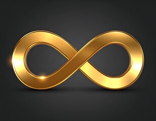 A 3D-rendered gold infinity symbol on a dark background
