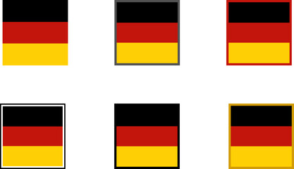 Square German Flags with Outlines