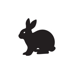 Black silhouette of rabbit icon with simple and clean design. Suitable for decoration, print, web graphics, and nature-themed projects