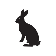 Fototapeta premium Black silhouette of rabbit icon with simple and clean design. Suitable for decoration, print, web graphics, and nature-themed projects