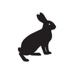 Black silhouette of rabbit icon with simple and clean design. Suitable for decoration, print, web graphics, and nature-themed projects