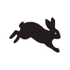 Black silhouette of rabbit icon with simple and clean design. Suitable for decoration, print, web graphics, and nature-themed projects